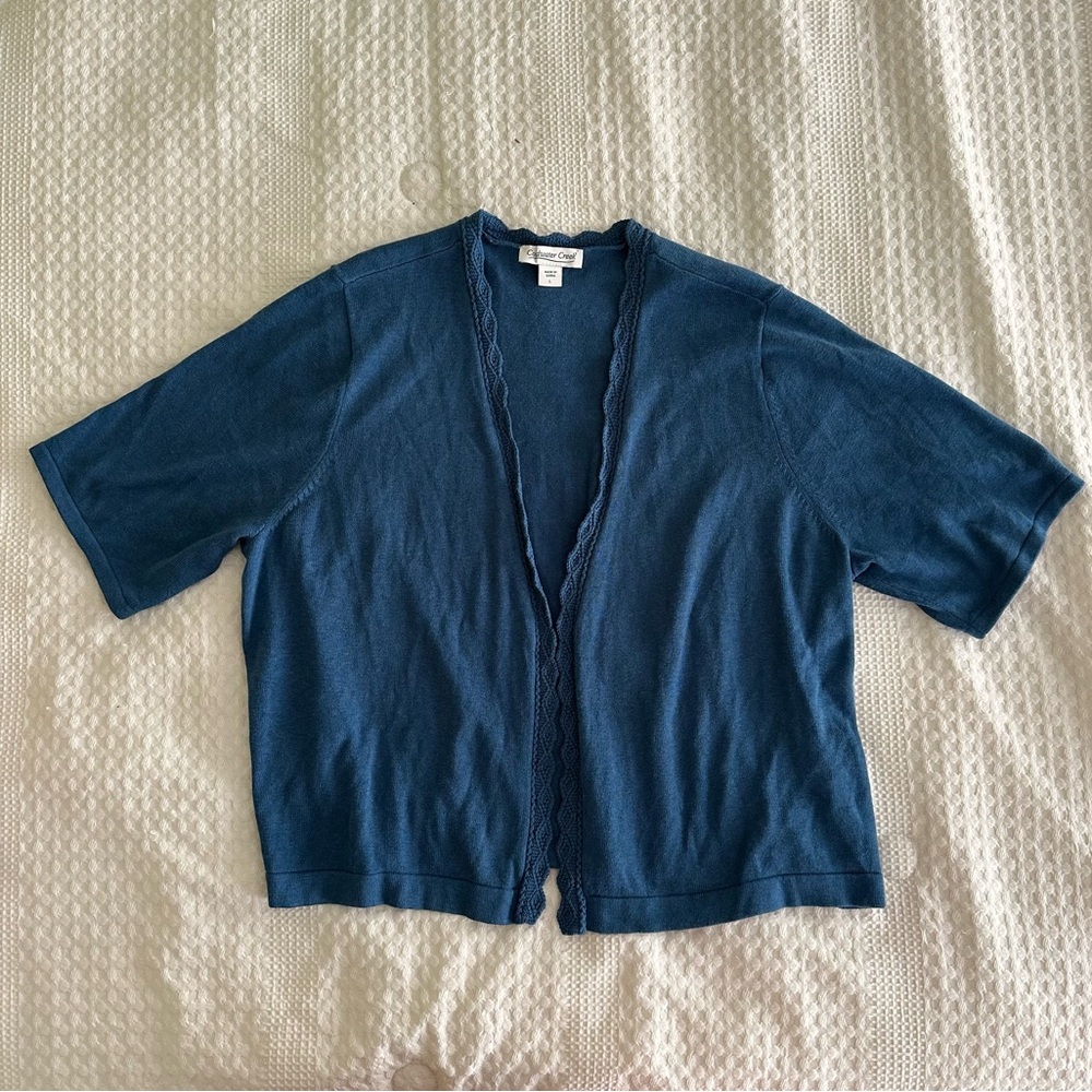 Coldwater Creek Teal Open-Front Cardigan